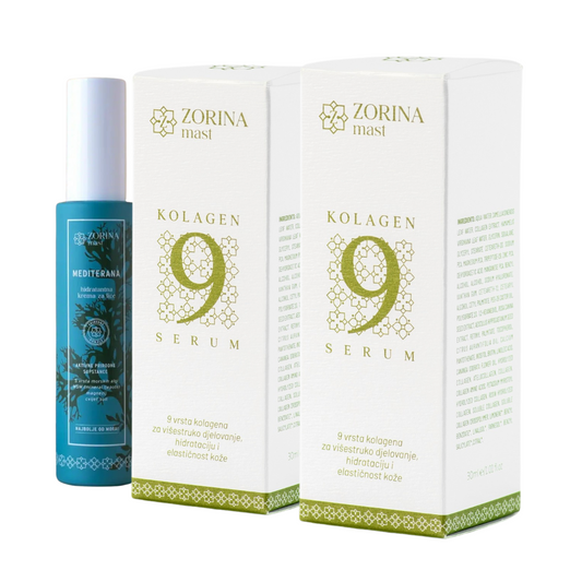 2x 9 kolagen serum za lice + Mediterana hidratantna krema za lice