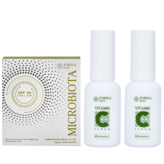 2x Vitamin C serum za lice + Microbiota SPF 30