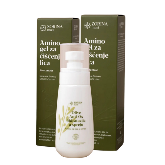 2x Amino gel za čišćenje lica + Olive Anti Ox hidratacija u spreju