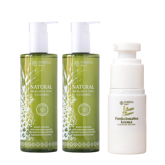 2x NATURAL micelarna voda + Funkcionalna krema za područje oko očiju