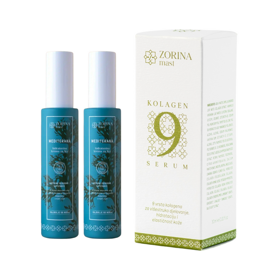 2x Mediterana hidratantna krema za lice + 9 Kolagen serum