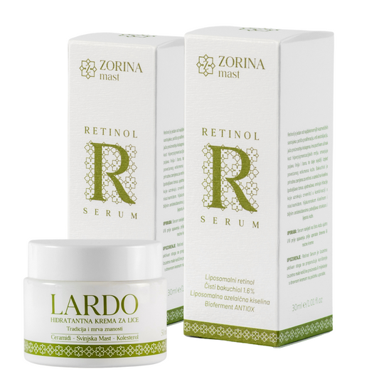 2x Retinol serum za lice + Lardo hidratantna krema za lice